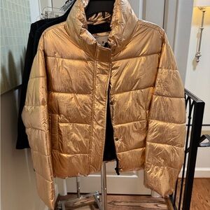 Gold Metallic Women's Puffer Jacket